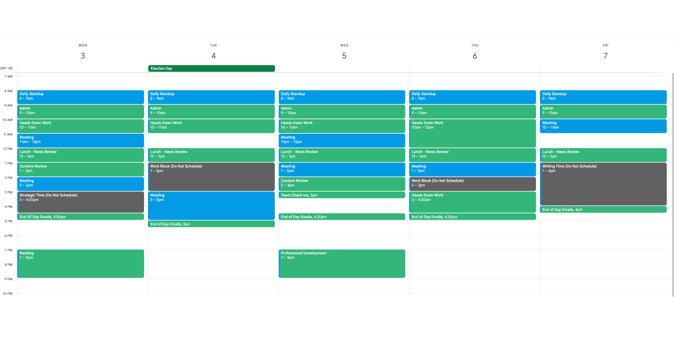 Sample Block Calendar