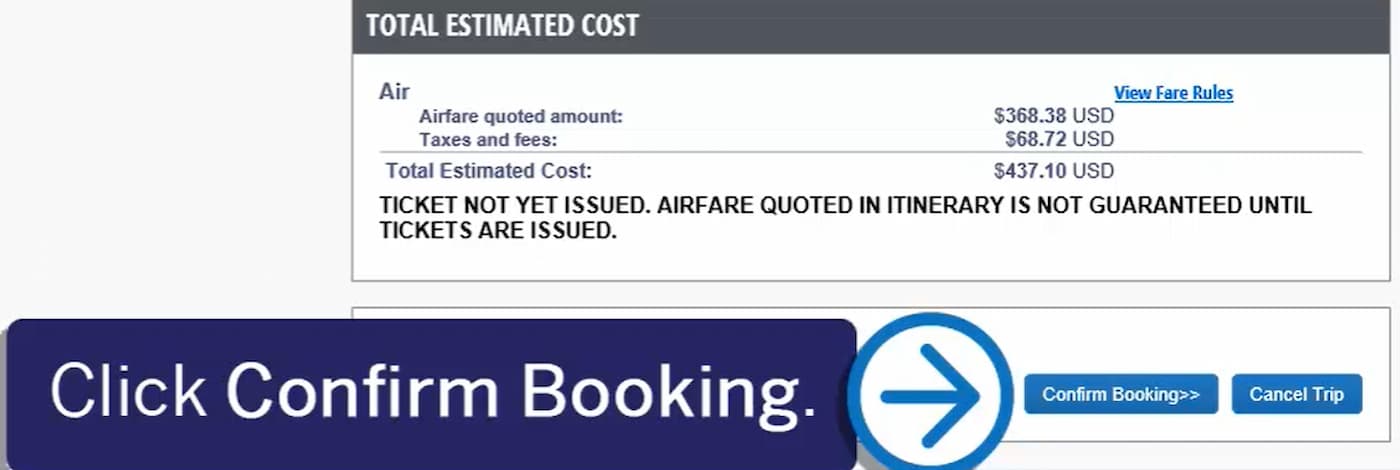 concur confirm booking