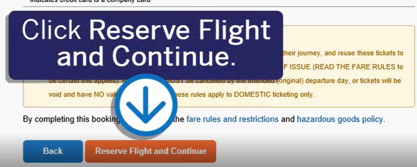 concur reserve flight and continue