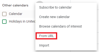 Share outlook calendar from URL