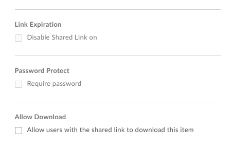 Box Links Settings