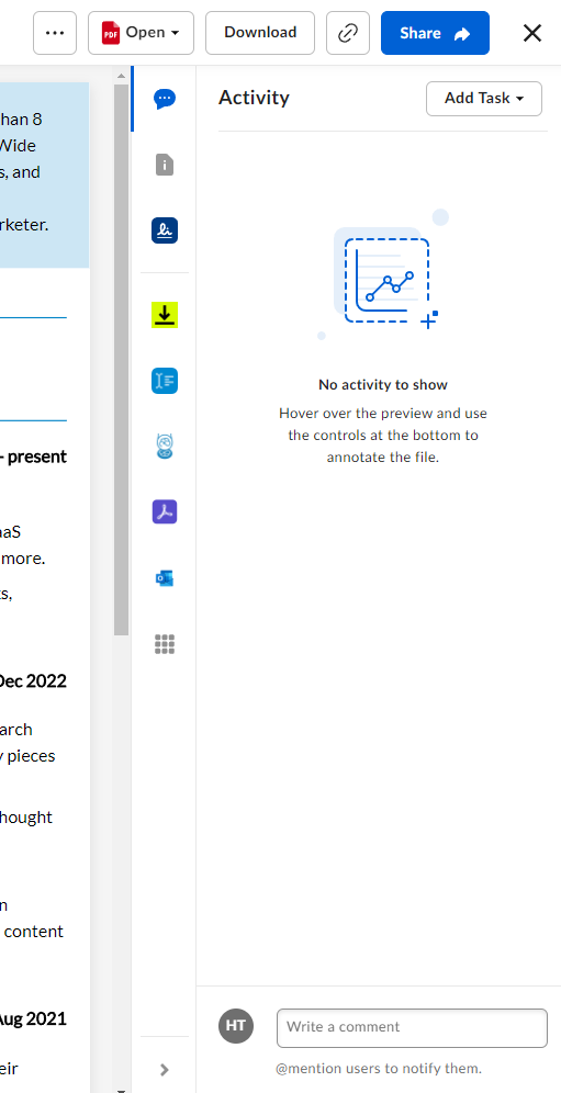 Box Activity visibility