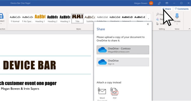 One Drive sharing access