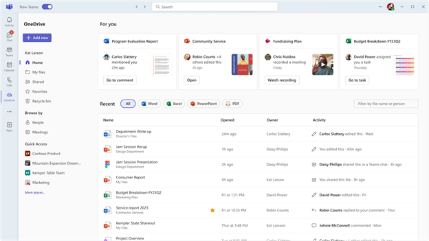 One drive MS Teams integration