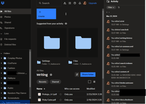 DropBox version history