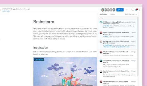 Real-time editing Dropbox Paper