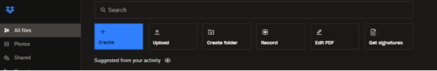 DropBox Create a file