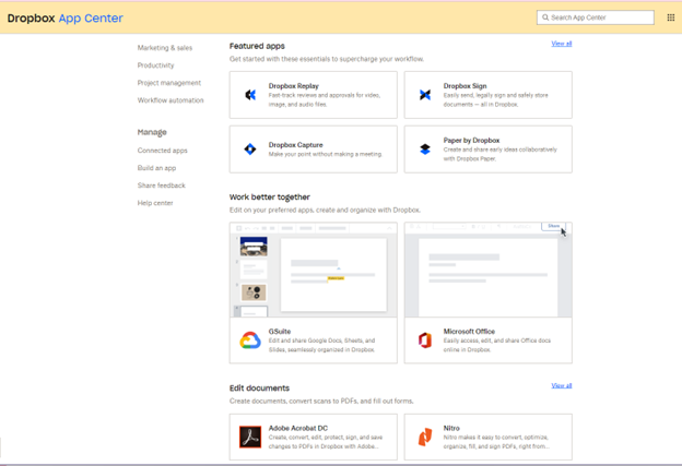 DropBox third-party integrations