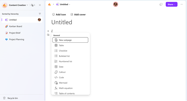 Loop's interface